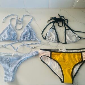 Chloe Striped Blue and Vibrant Yellow Bikini Trio